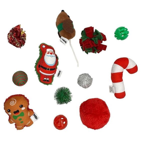 MEOW Christmas Cat Toy Advent Calendar 12-Piece Set Mouse Crinkle Ball NWT New - Picture 2 of 5